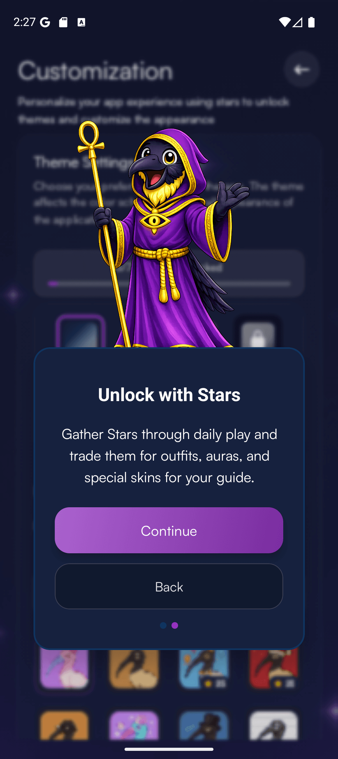 Unlock with Stars dialog featuring the guide